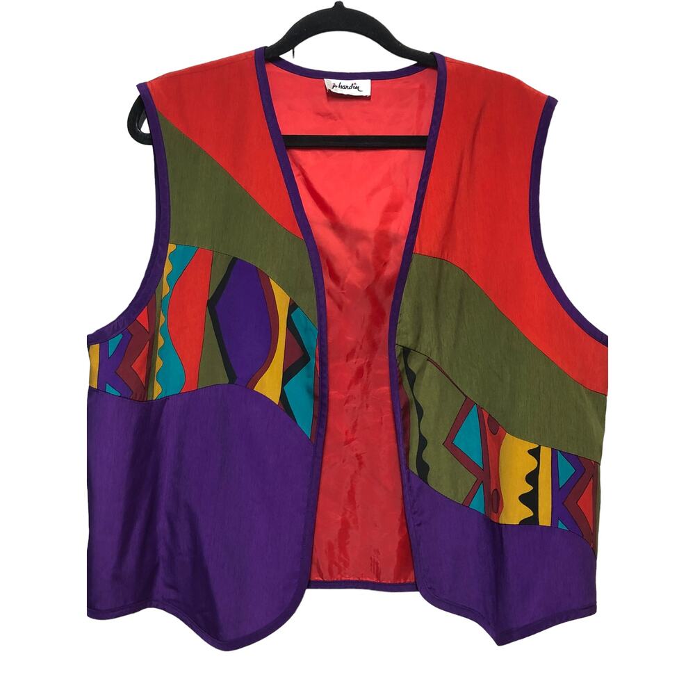 Vintage Kandins‎ One Size Colorful Abstract Art to Wear Vest